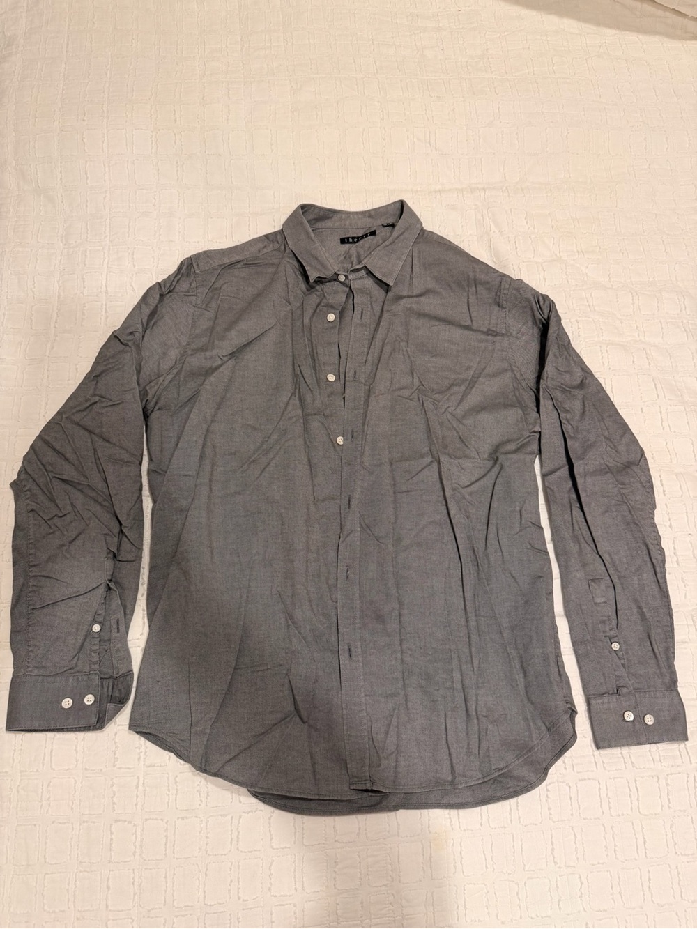 Theory Men's Button-Down Dress Shirt in Charcoal Gray